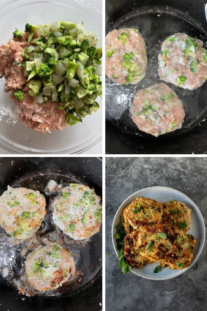 step by step showing how to cook chicken fritters